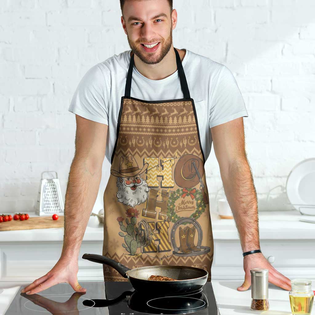 Western Cowboy Christmas Apron Cowboy Santa Ho Ho Ho Retro - Wonder Print Shop