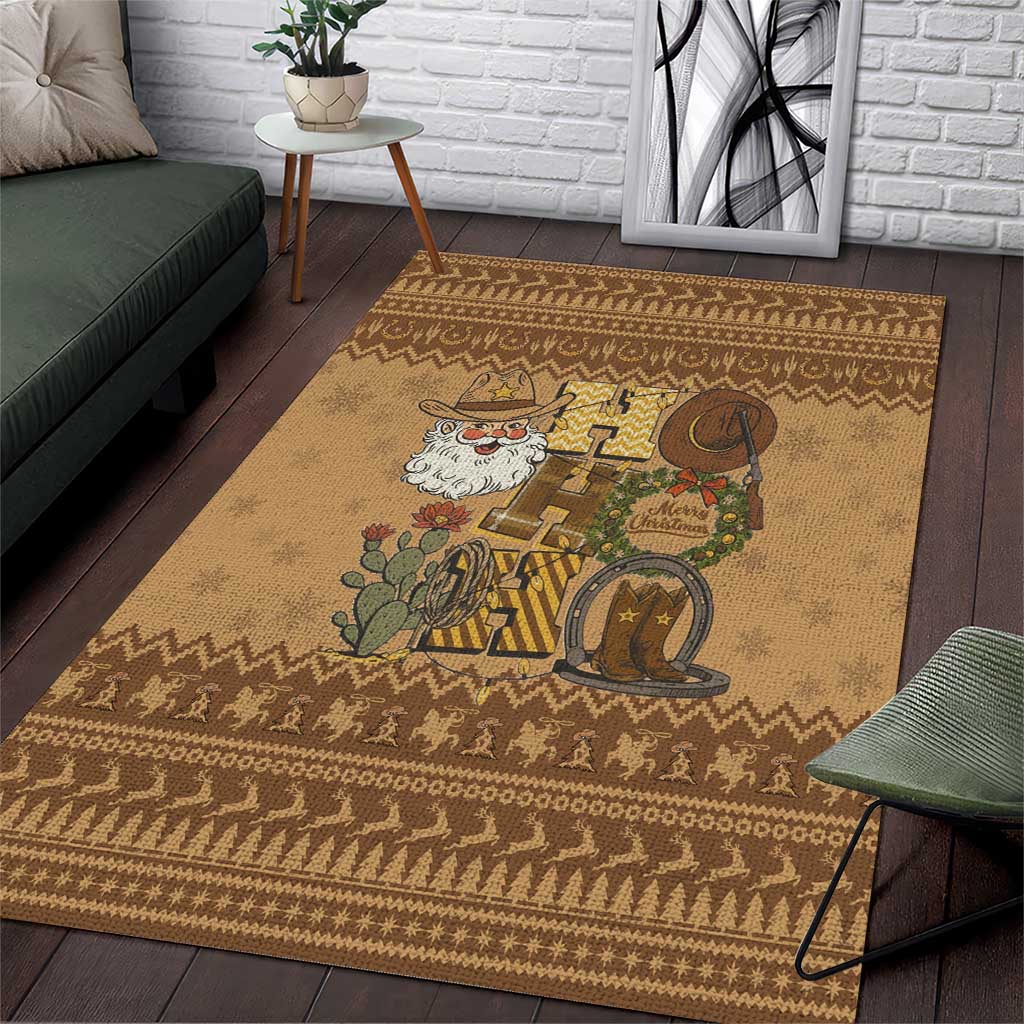 Western Cowboy Christmas Area Rug Cowboy Santa Ho Ho Ho Retro - Wonder Print Shop