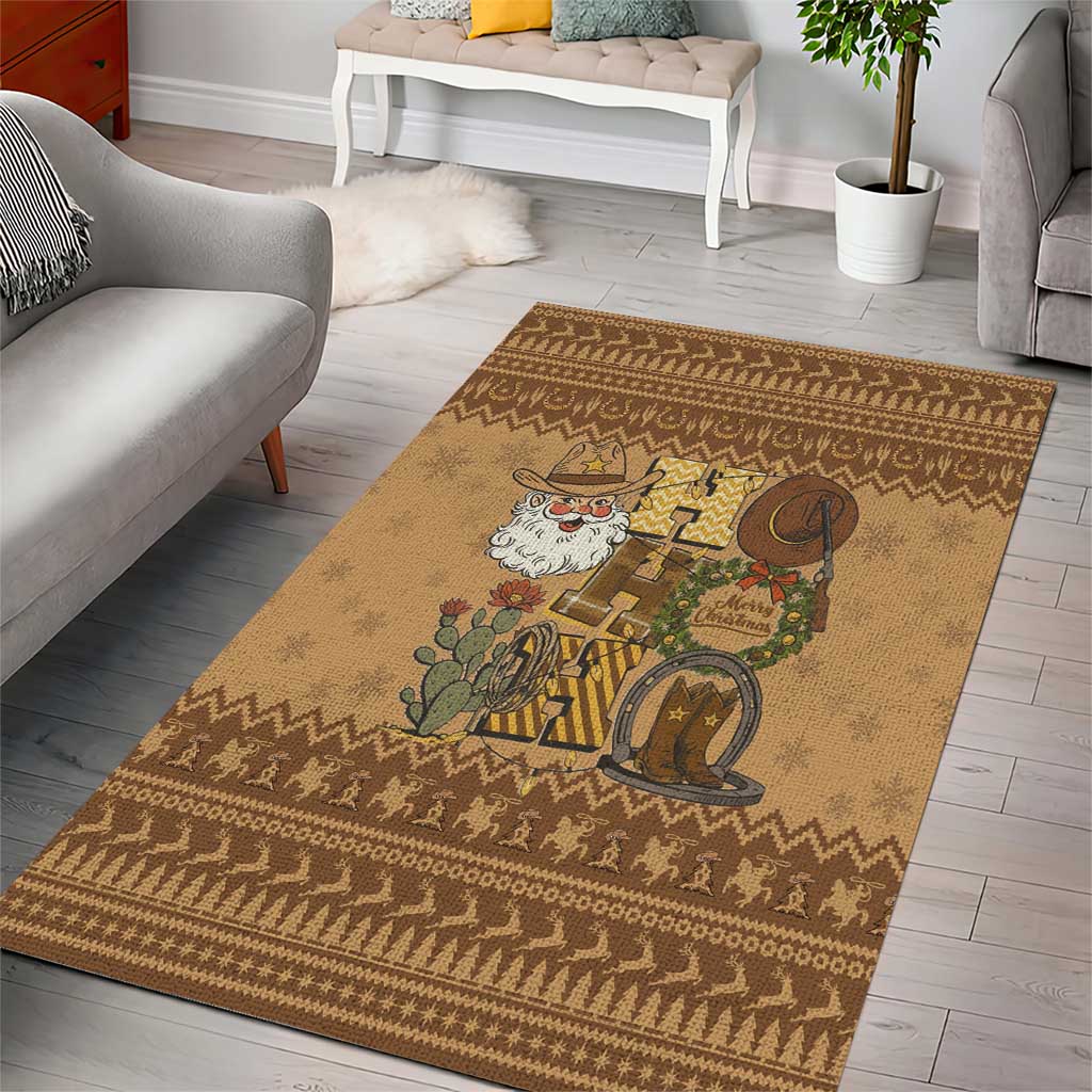 Western Cowboy Christmas Area Rug Cowboy Santa Ho Ho Ho Retro - Wonder Print Shop