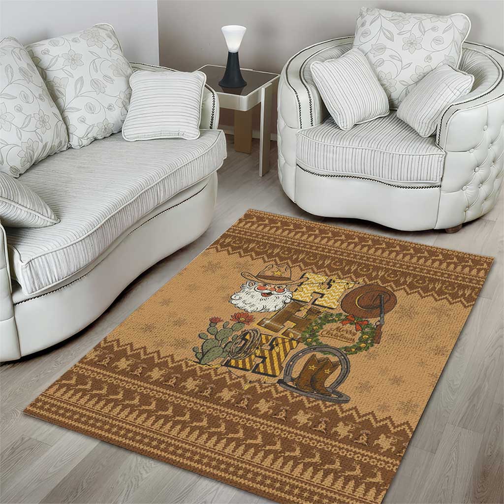 Western Cowboy Christmas Area Rug Cowboy Santa Ho Ho Ho Retro - Wonder Print Shop