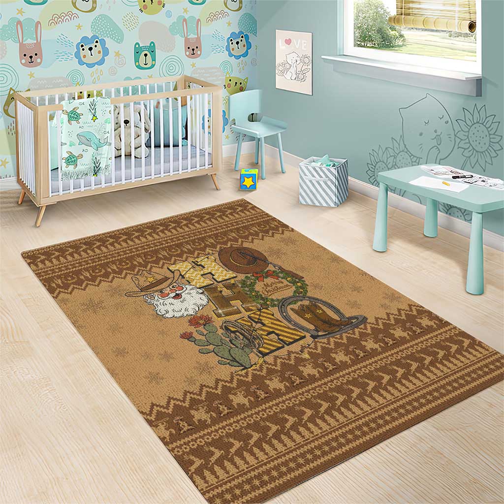 Western Cowboy Christmas Area Rug Cowboy Santa Ho Ho Ho Retro - Wonder Print Shop