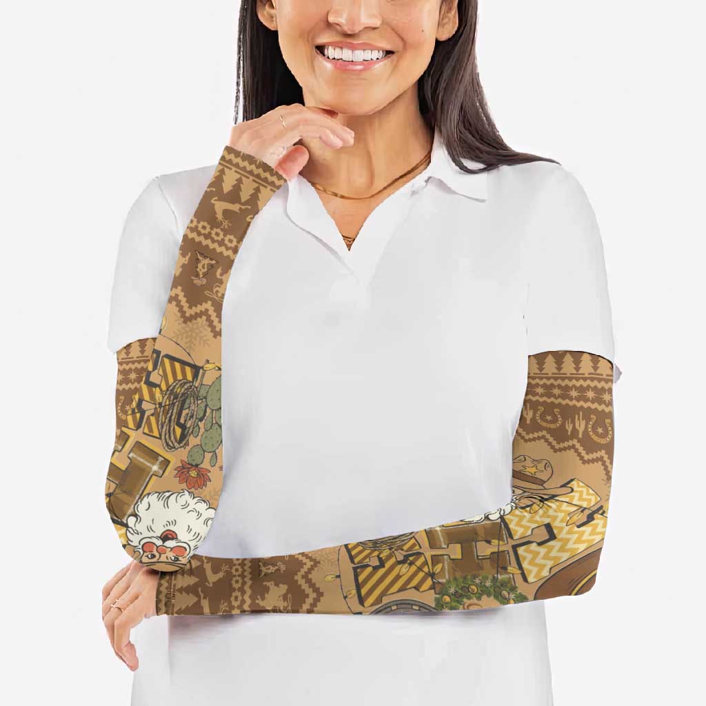 Western Cowboy Christmas Arm Sleeves Cowboy Santa Ho Ho Ho Retro - Wonder Print Shop