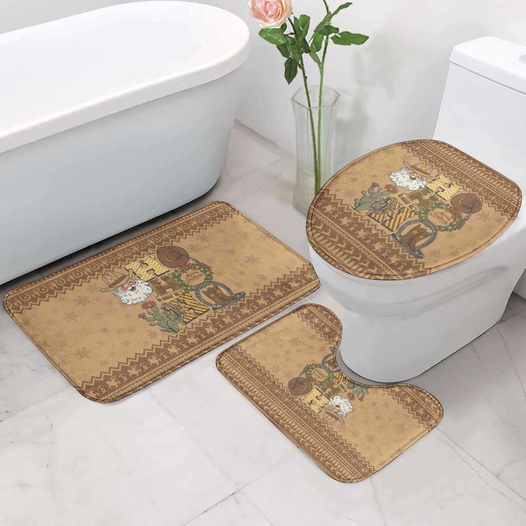 Western Cowboy Christmas Bathroom Set Cowboy Santa Ho Ho Ho Retro - Wonder Print Shop