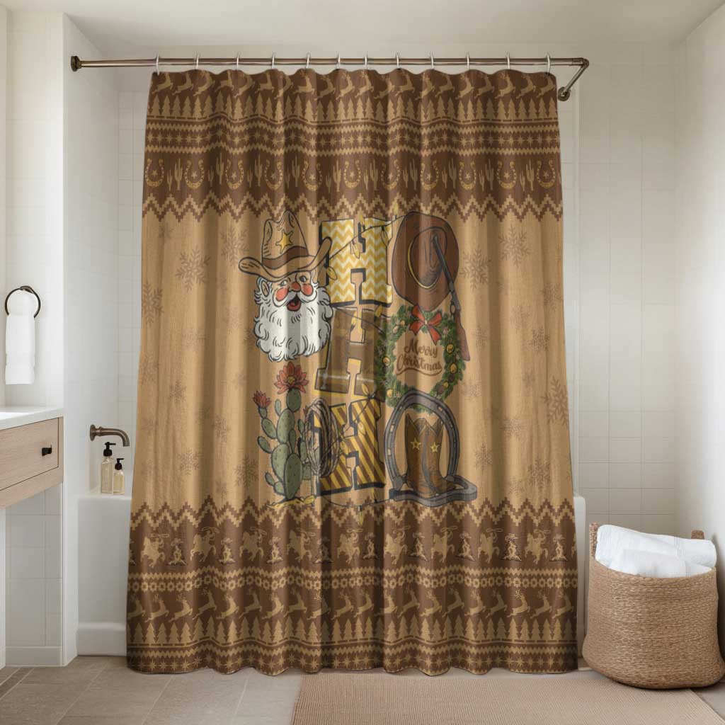 Western Cowboy Christmas Bathroom Set Cowboy Santa Ho Ho Ho Retro - Wonder Print Shop