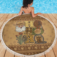 Western Cowboy Christmas Beach Blanket Cowboy Santa Ho Ho Ho Retro - Wonder Print Shop