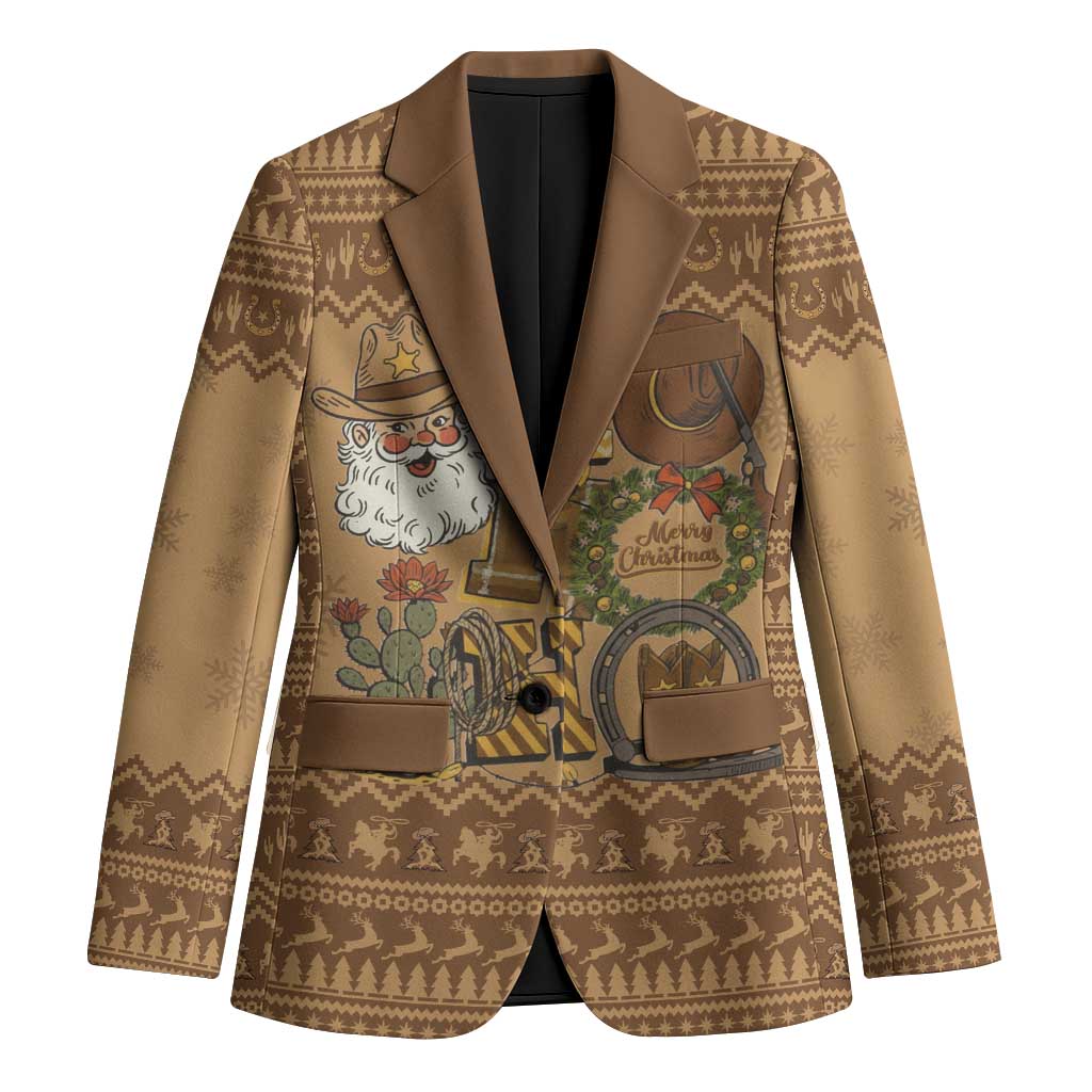 Western Cowboy Christmas Blazer Cowboy Santa Ho Ho Ho Retro - Wonder Print Shop