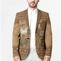 Western Cowboy Christmas Blazer Cowboy Santa Ho Ho Ho Retro - Wonder Print Shop