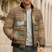 Western Cowboy Christmas Bomber Puffer Jacket Cowboy Santa Ho Ho Ho Retro - Wonder Print Shop