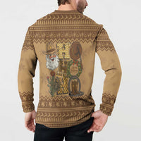 Western Cowboy Christmas Button Sweatshirt Cowboy Santa Ho Ho Ho Retro - Wonder Print Shop