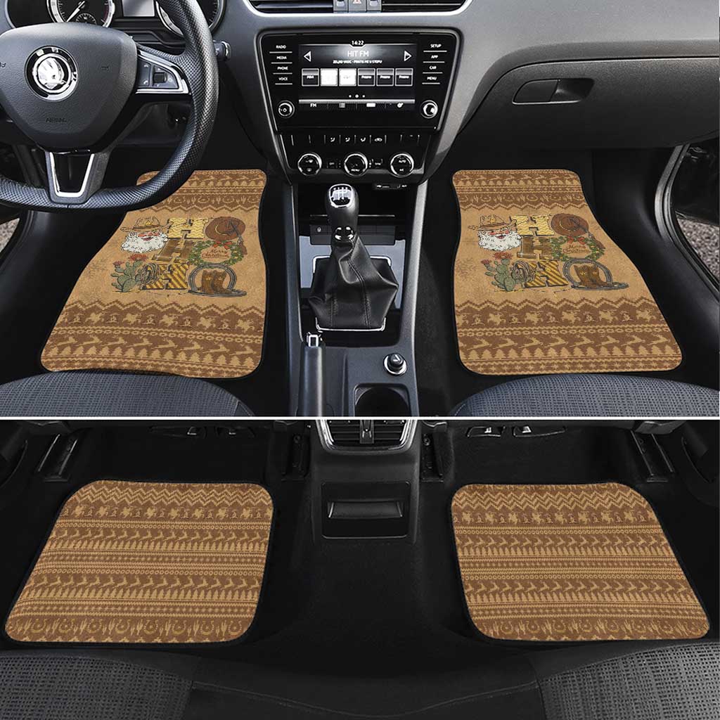 Western Cowboy Christmas Car Mats Cowboy Santa Ho Ho Ho Retro - Wonder Print Shop