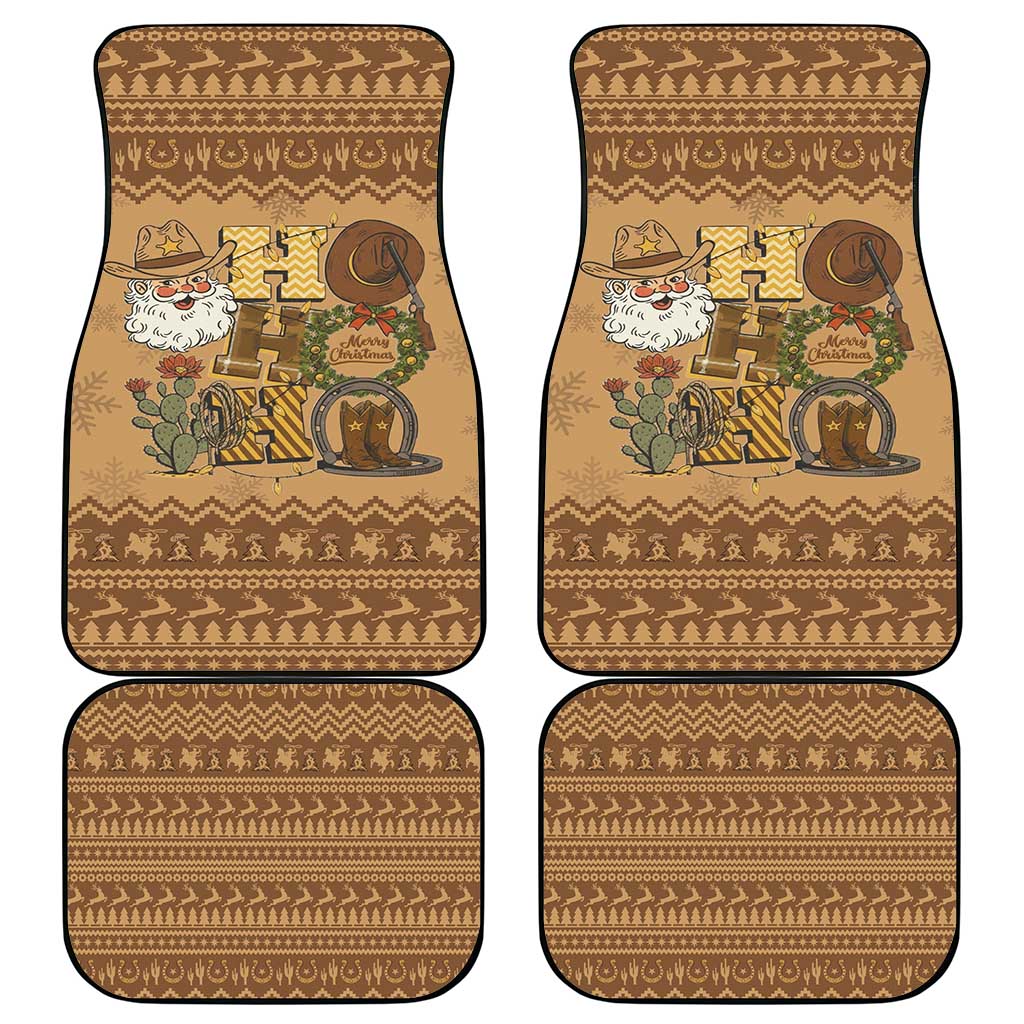 Western Cowboy Christmas Car Mats Cowboy Santa Ho Ho Ho Retro - Wonder Print Shop