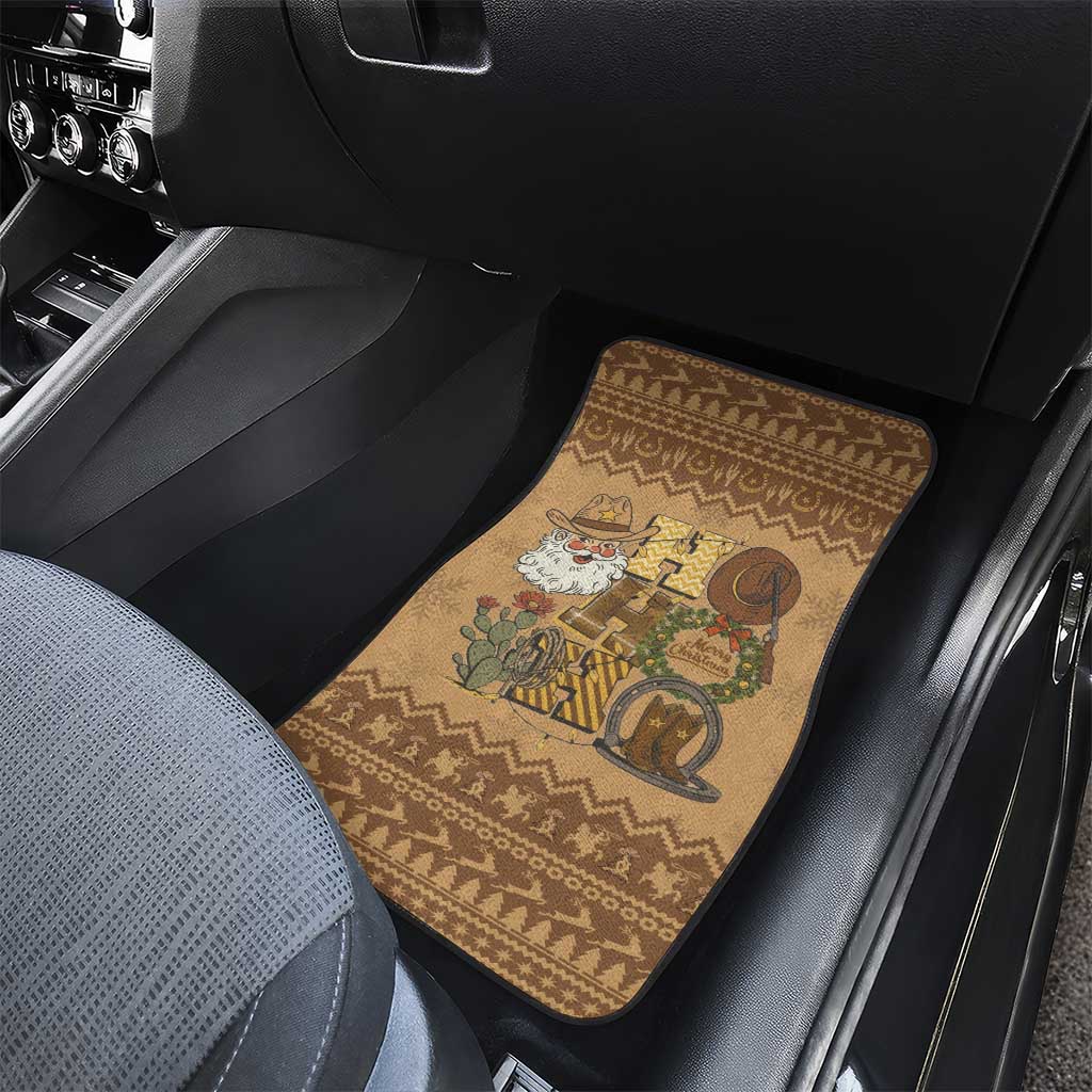 Western Cowboy Christmas Car Mats Cowboy Santa Ho Ho Ho Retro - Wonder Print Shop