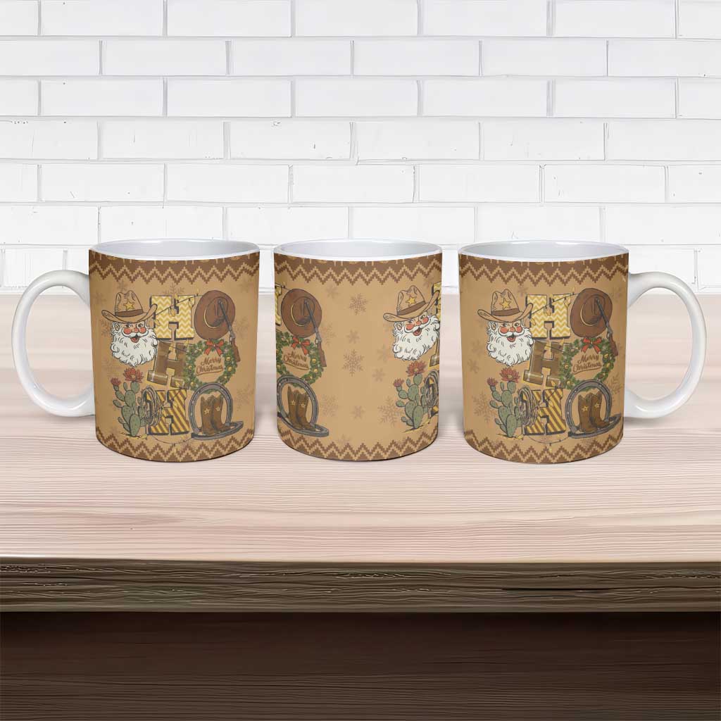 Western Cowboy Christmas Ceramic Mug Cowboy Santa Ho Ho Ho Retro - Wonder Print Shop