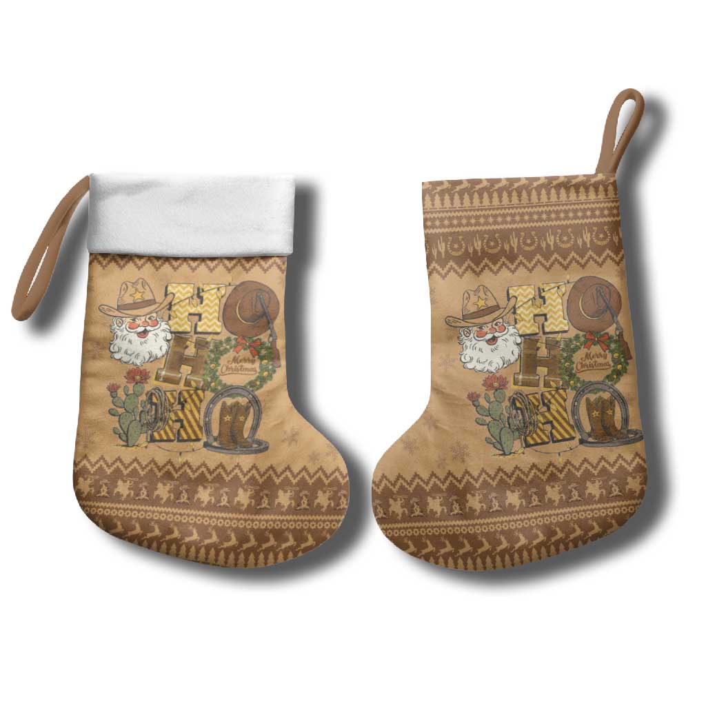 Western Cowboy Christmas Stocking Cowboy Santa Ho Ho Ho Retro - Wonder Print Shop