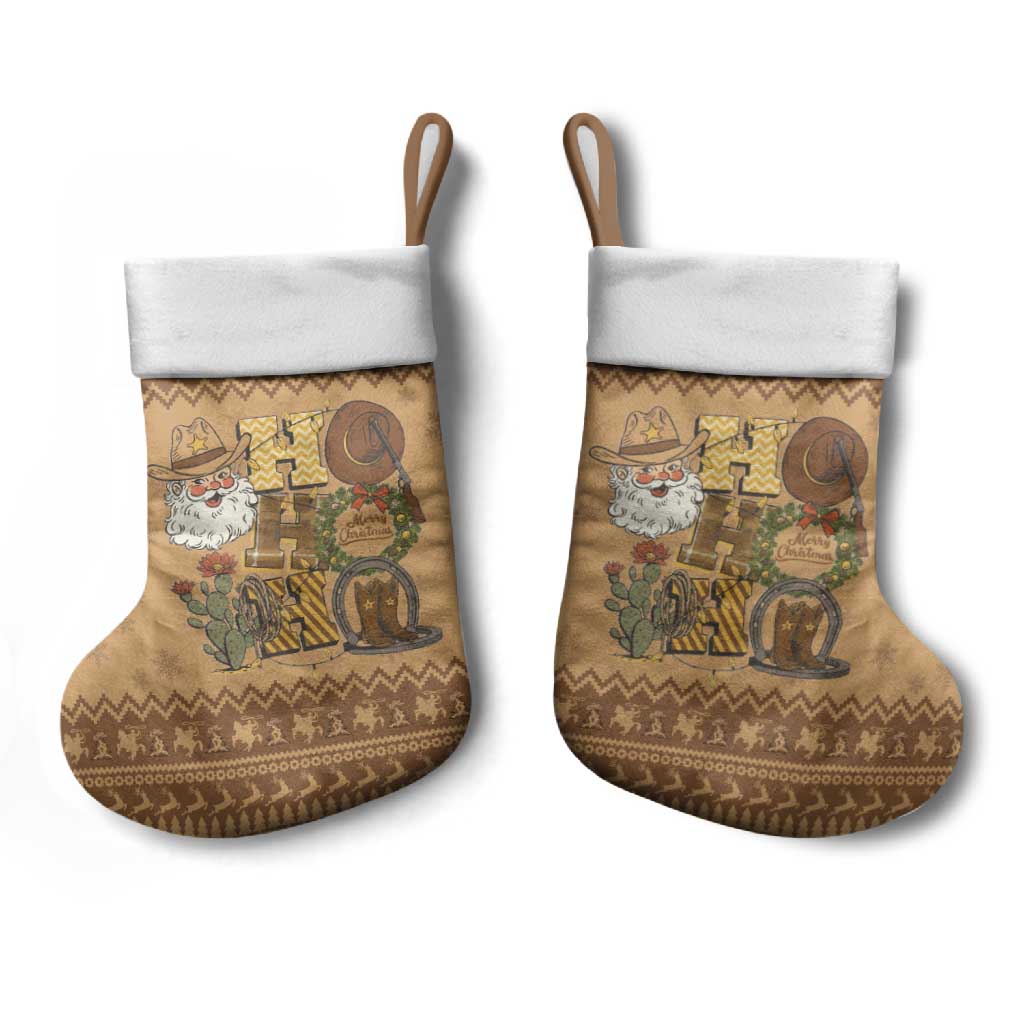 Western Cowboy Christmas Stocking Cowboy Santa Ho Ho Ho Retro - Wonder Print Shop