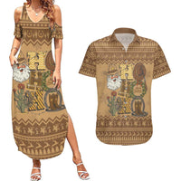 Western Cowboy Christmas Couples Matching Summer Maxi Dress and Hawaiian Shirt Cowboy Santa Ho Ho Ho Retro - Wonder Print Shop