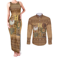 Western Cowboy Christmas Couples Matching Tank Maxi Dress and Long Sleeve Button Shirt Cowboy Santa Ho Ho Ho Retro - Wonder Print Shop