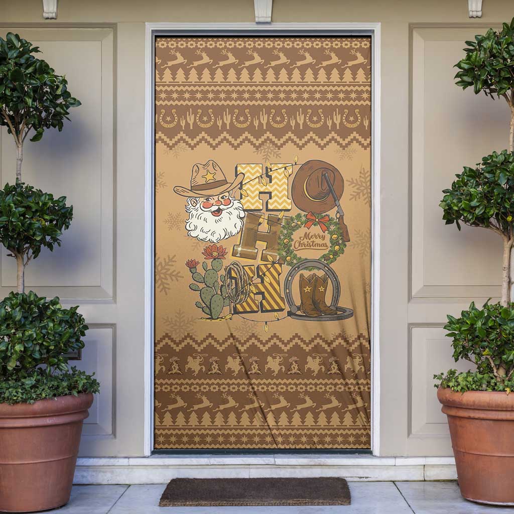 Western Cowboy Christmas Door Cover Cowboy Santa Ho Ho Ho Retro - Wonder Print Shop