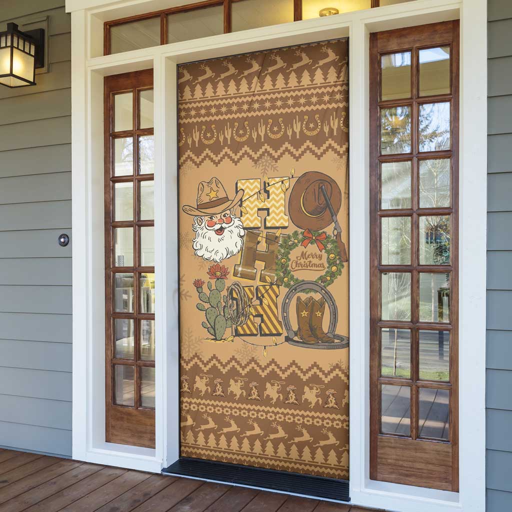 Western Cowboy Christmas Door Cover Cowboy Santa Ho Ho Ho Retro - Wonder Print Shop