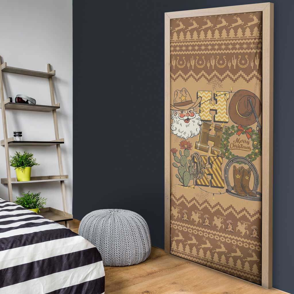 Western Cowboy Christmas Door Cover Cowboy Santa Ho Ho Ho Retro - Wonder Print Shop