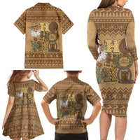 Western Cowboy Christmas Family Matching Long Sleeve Bodycon Dress and Hawaiian Shirt Cowboy Santa Ho Ho Ho Retro - Wonder Print Shop