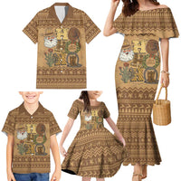 Western Cowboy Christmas Family Matching Mermaid Dress and Hawaiian Shirt Cowboy Santa Ho Ho Ho Retro - Wonder Print Shop