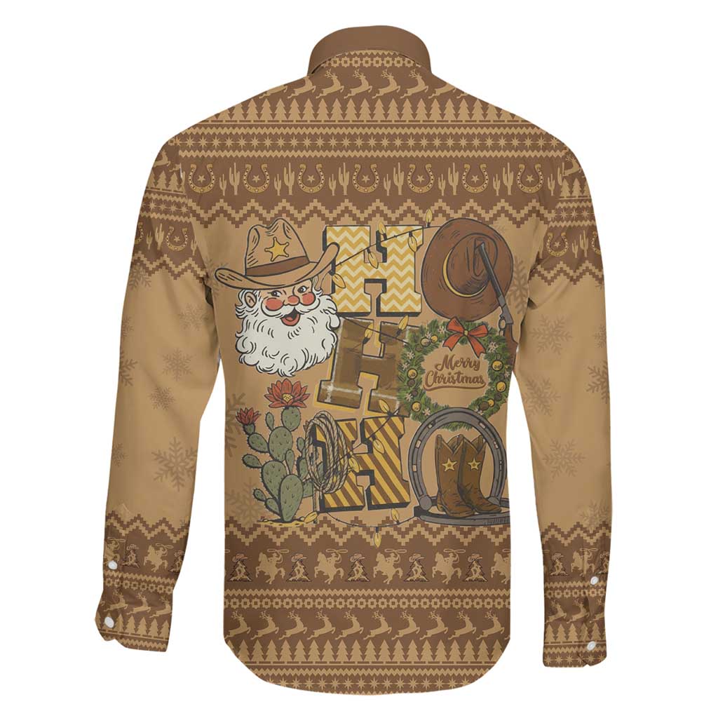 Western Cowboy Christmas Family Matching Mermaid Dress and Hawaiian Shirt Cowboy Santa Ho Ho Ho Retro - Wonder Print Shop