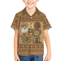 Western Cowboy Christmas Family Matching Mermaid Dress and Hawaiian Shirt Cowboy Santa Ho Ho Ho Retro - Wonder Print Shop