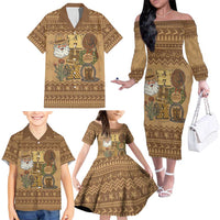 Western Cowboy Christmas Family Matching Off The Shoulder Long Sleeve Dress and Hawaiian Shirt Cowboy Santa Ho Ho Ho Retro - Wonder Print Shop