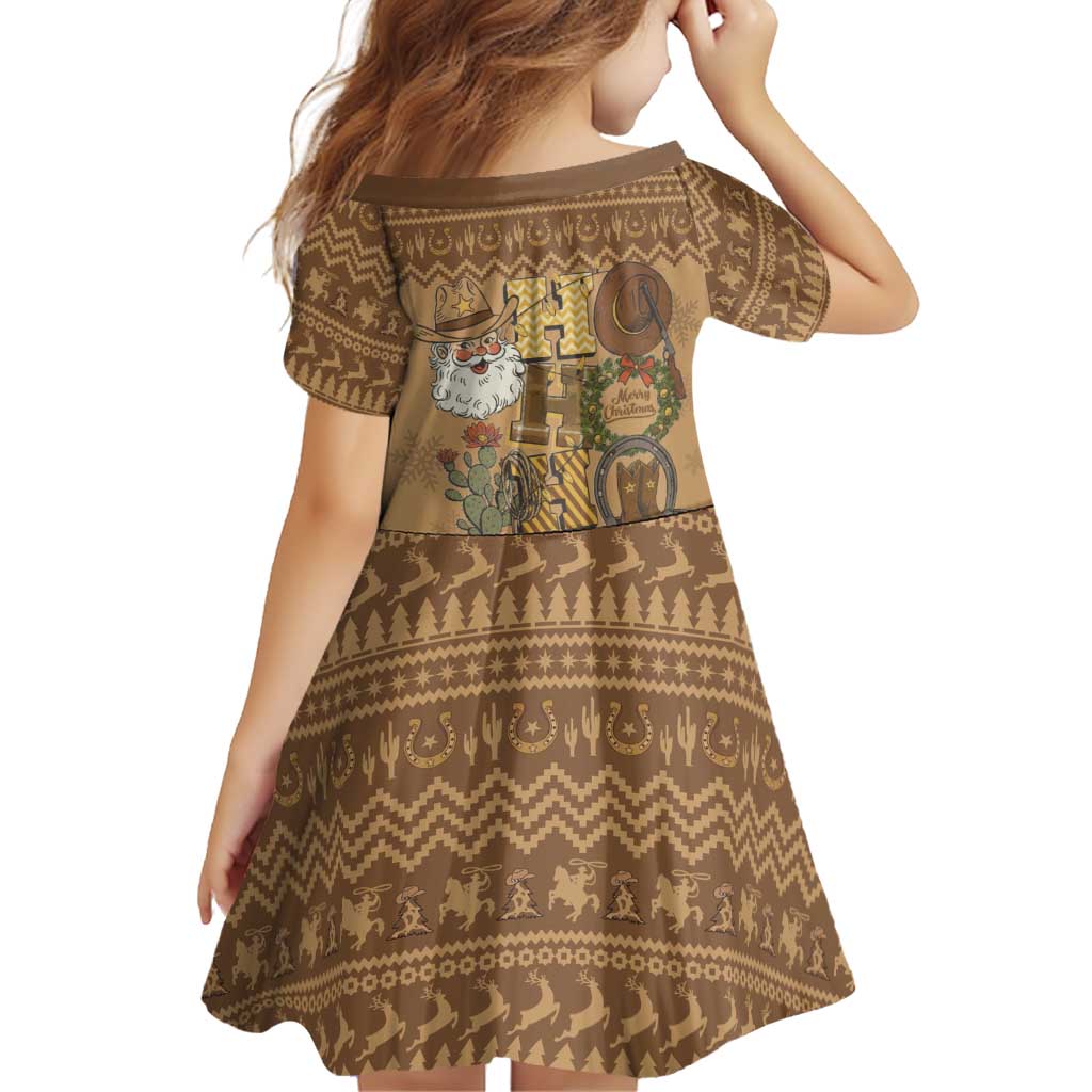 Western Cowboy Christmas Family Matching Off Shoulder Maxi Dress and Hawaiian Shirt Cowboy Santa Ho Ho Ho Retro - Wonder Print Shop