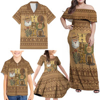 Western Cowboy Christmas Family Matching Off Shoulder Maxi Dress and Hawaiian Shirt Cowboy Santa Ho Ho Ho Retro - Wonder Print Shop