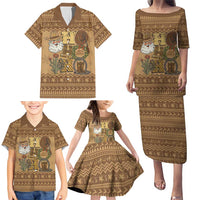 Western Cowboy Christmas Family Matching Puletasi and Hawaiian Shirt Cowboy Santa Ho Ho Ho Retro - Wonder Print Shop