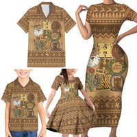 Western Cowboy Christmas Family Matching Short Sleeve Bodycon Dress and Hawaiian Shirt Cowboy Santa Ho Ho Ho Retro - Wonder Print Shop