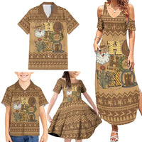 Western Cowboy Christmas Family Matching Summer Maxi Dress and Hawaiian Shirt Cowboy Santa Ho Ho Ho Retro - Wonder Print Shop