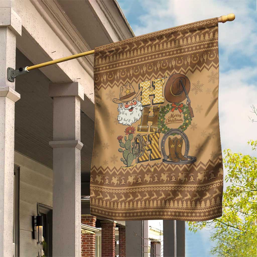 Western Cowboy Christmas Garden Flag Cowboy Santa Ho Ho Ho Retro - Wonder Print Shop