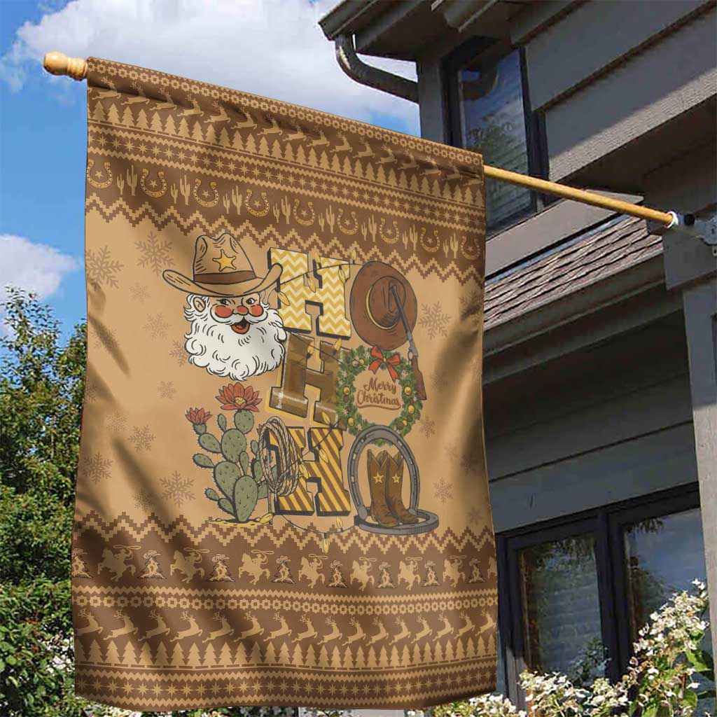 Western Cowboy Christmas Garden Flag Cowboy Santa Ho Ho Ho Retro - Wonder Print Shop