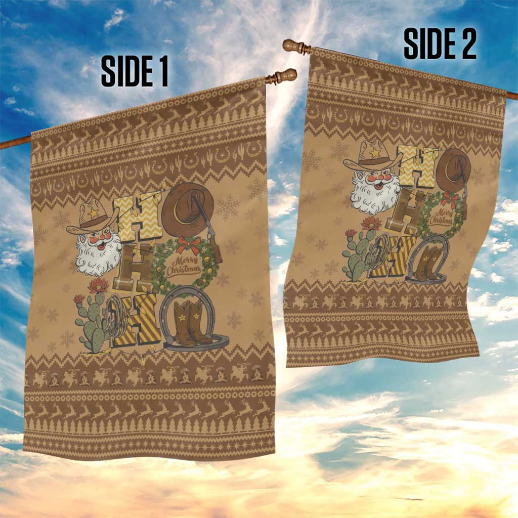 Western Cowboy Christmas Garden Flag Cowboy Santa Ho Ho Ho Retro - Wonder Print Shop