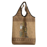 Western Cowboy Christmas Grocery Bag Cowboy Santa Ho Ho Ho Retro - Wonder Print Shop