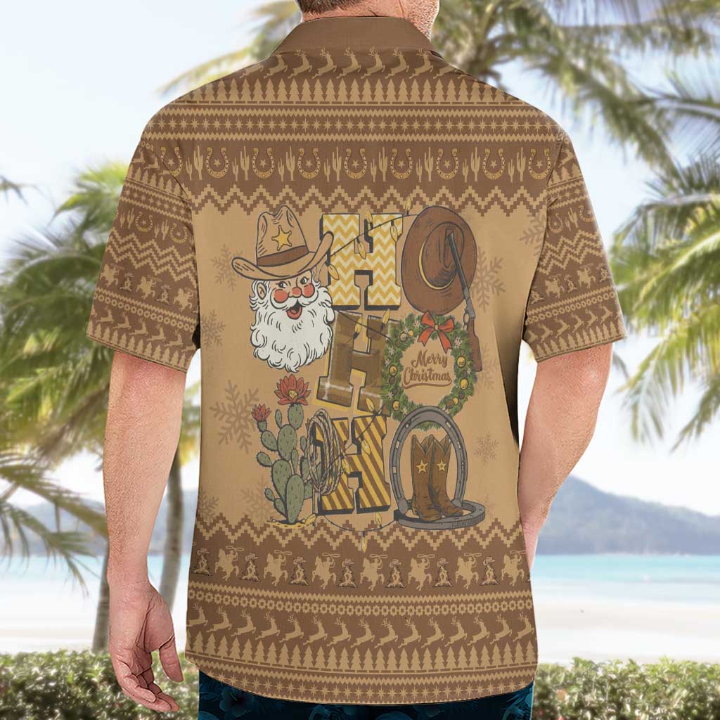 Western Cowboy Christmas Hawaiian Shirt Cowboy Santa Ho Ho Ho Retro - Wonder Print Shop