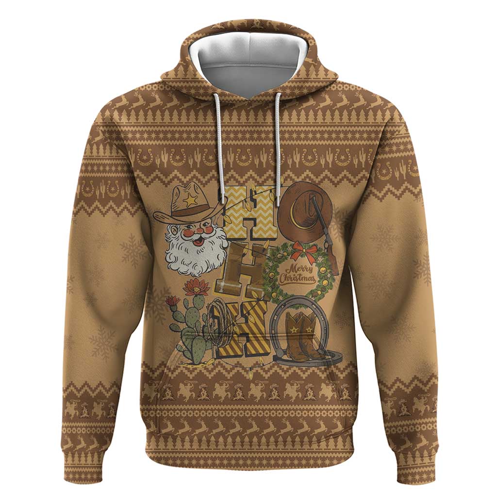 Western Cowboy Christmas Hoodie Cowboy Santa Ho Ho Ho Retro - Wonder Print Shop