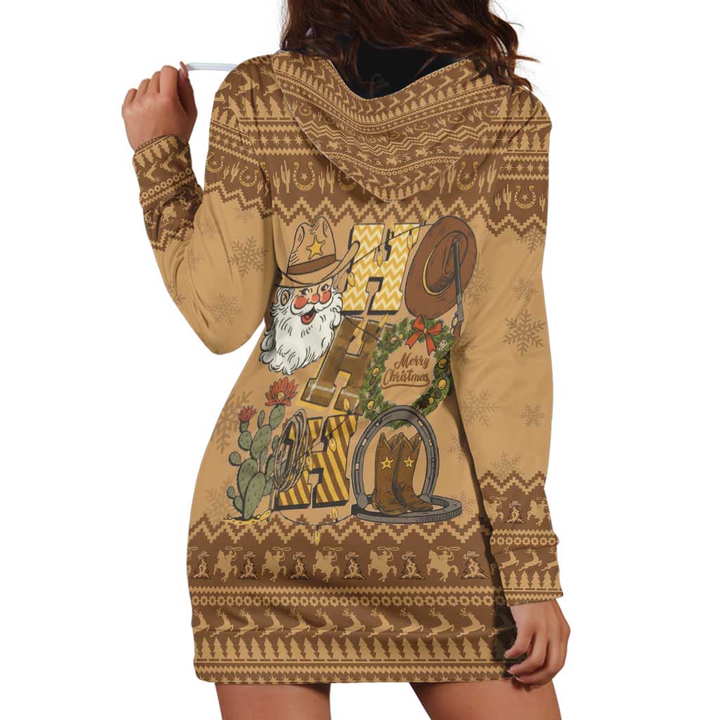 Western Cowboy Christmas Hoodie Dress Cowboy Santa Ho Ho Ho Retro - Wonder Print Shop
