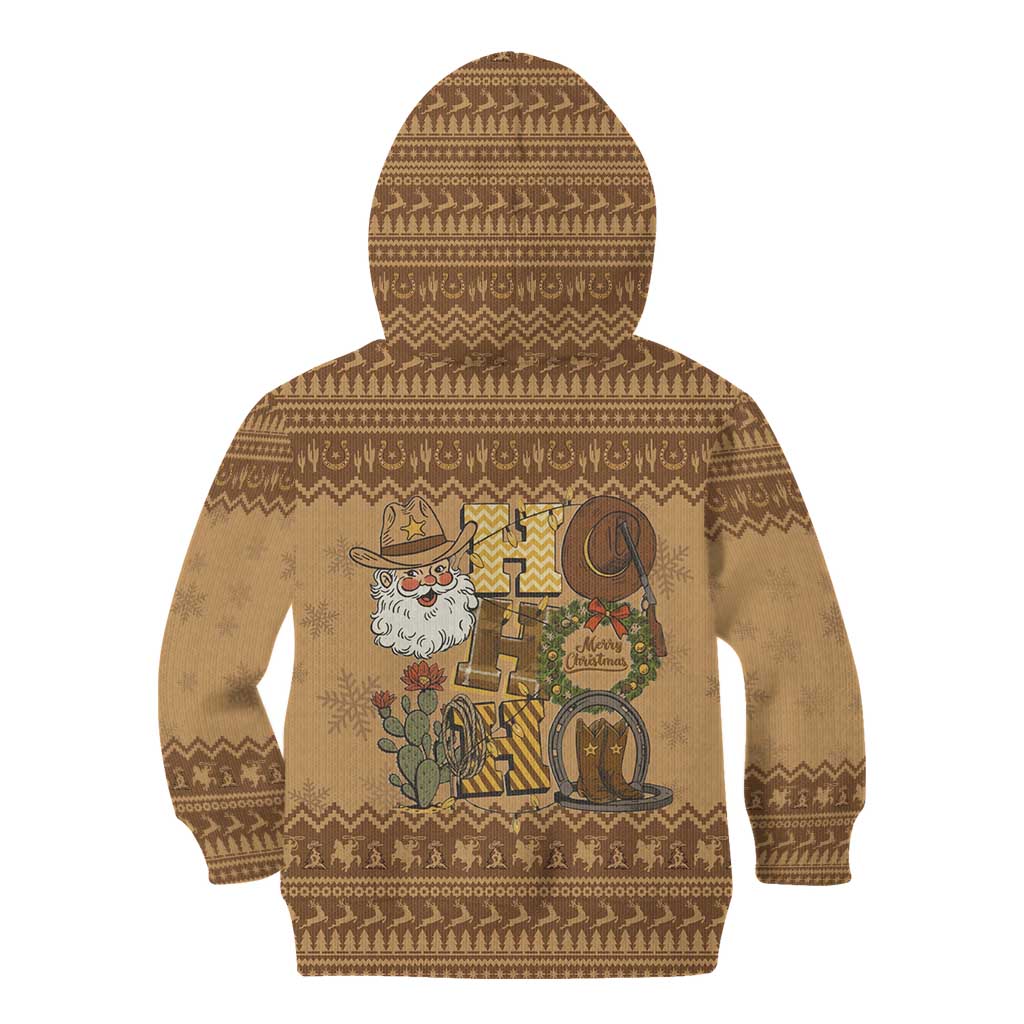 Western Cowboy Christmas Kid Hoodie Cowboy Santa Ho Ho Ho Retro - Wonder Print Shop
