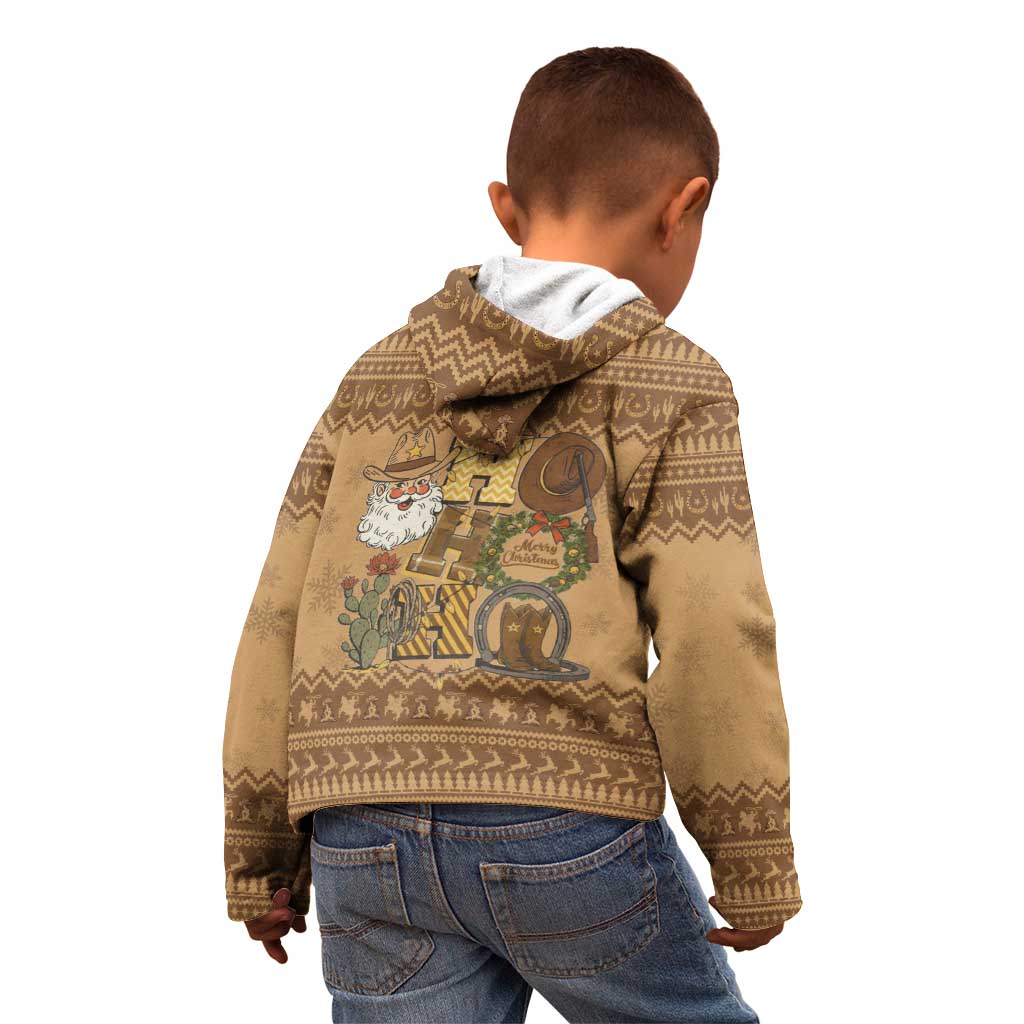 Western Cowboy Christmas Kid Hoodie Cowboy Santa Ho Ho Ho Retro - Wonder Print Shop