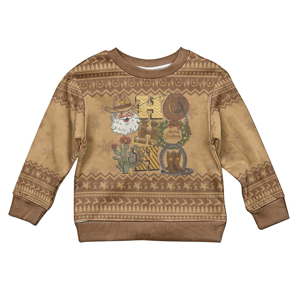 Western Cowboy Christmas Kid Ugly Christmas Sweater Cowboy Santa Ho Ho Ho Retro - Wonder Print Shop