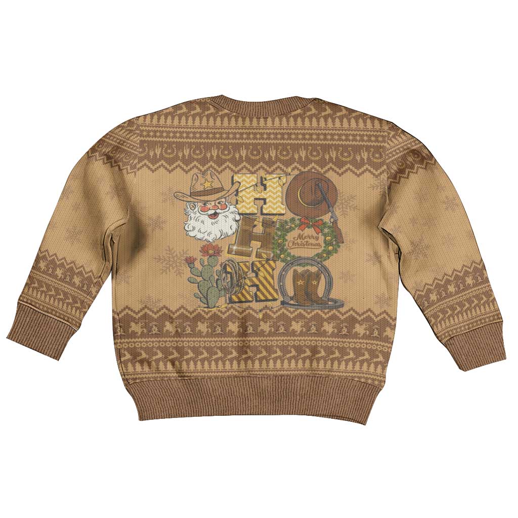 Western Cowboy Christmas Kid Ugly Christmas Sweater Cowboy Santa Ho Ho Ho Retro - Wonder Print Shop
