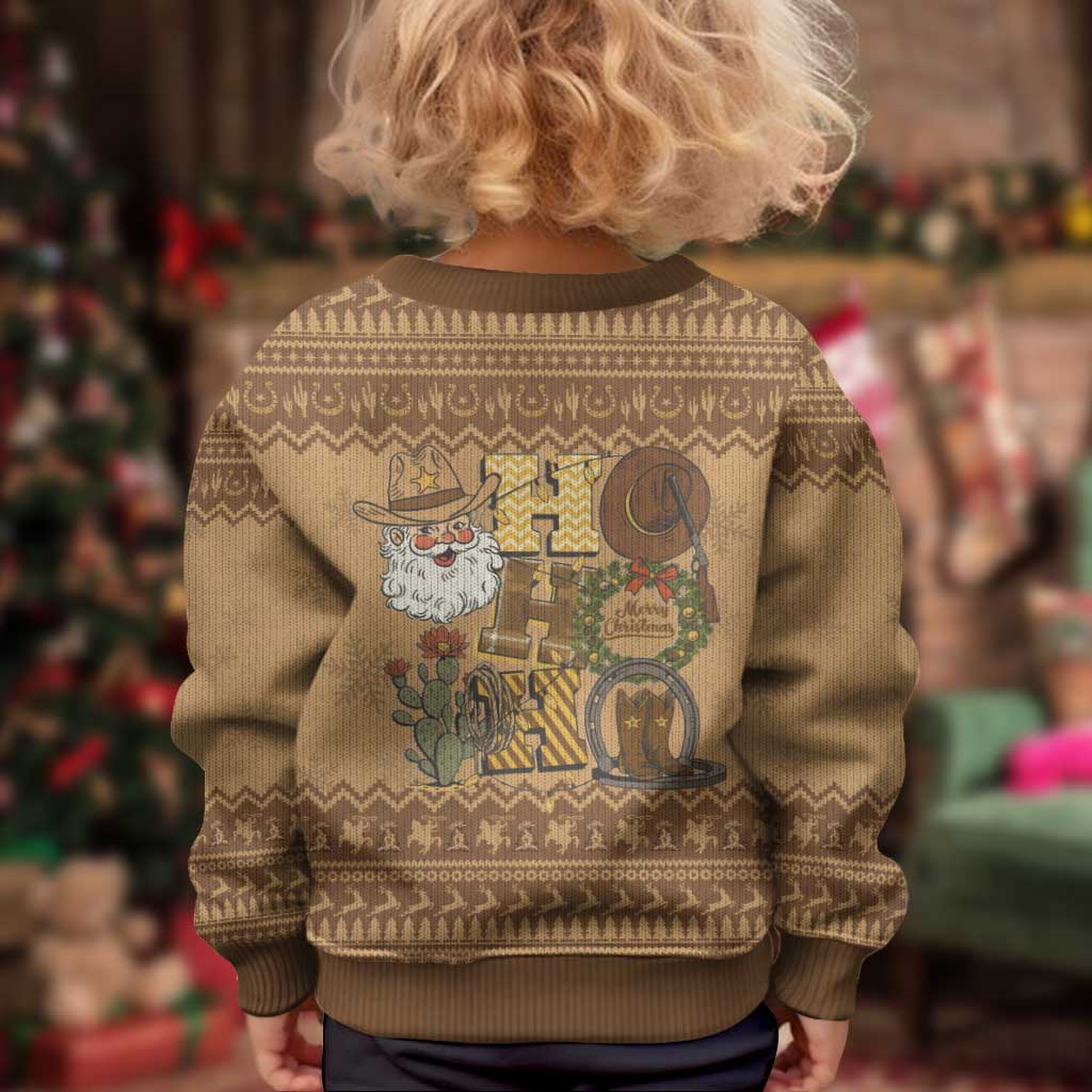 Western Cowboy Christmas Kid Ugly Christmas Sweater Cowboy Santa Ho Ho Ho Retro - Wonder Print Shop