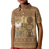 Western Cowboy Christmas Kid Polo Shirt Cowboy Santa Ho Ho Ho Retro - Wonder Print Shop