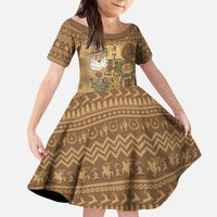 Western Cowboy Christmas Kid Short Sleeve Dress Cowboy Santa Ho Ho Ho Retro - Wonder Print Shop