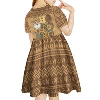 Western Cowboy Christmas Kid Short Sleeve Dress Cowboy Santa Ho Ho Ho Retro - Wonder Print Shop