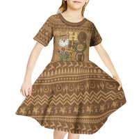 Western Cowboy Christmas Kid Short Sleeve Dress Cowboy Santa Ho Ho Ho Retro - Wonder Print Shop